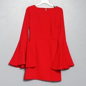 Lulu’s Keep grooving nwt red long sleeve bell sleeve mini backless dress
